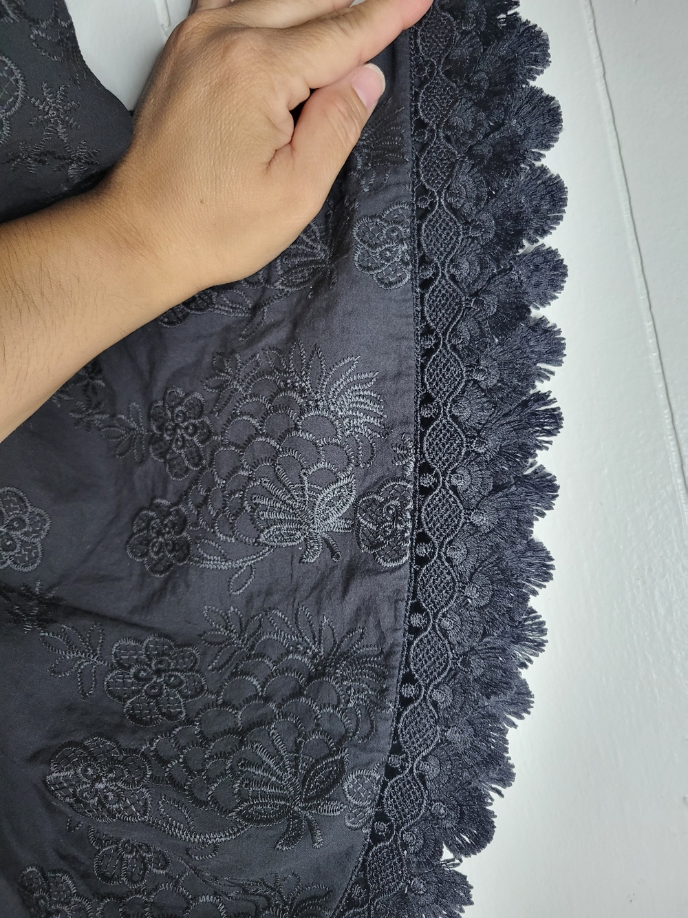 Black Embroidered Maxi Pants Smocked Waist - Picture 4 of 8